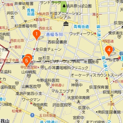 荻窪・西荻窪・吉祥寺のカフェマップ
